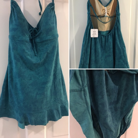 Mainstream Halter Style One Piece Swim Dress - Picture 2 of 2